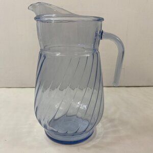 Indiana Glass Light Blue Twisted Optic Swirl Water Pitcher Ice Lip